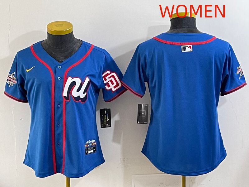 Women 2025 San Diego Padres Blank Blue All star Nike MLB Jersey style 01